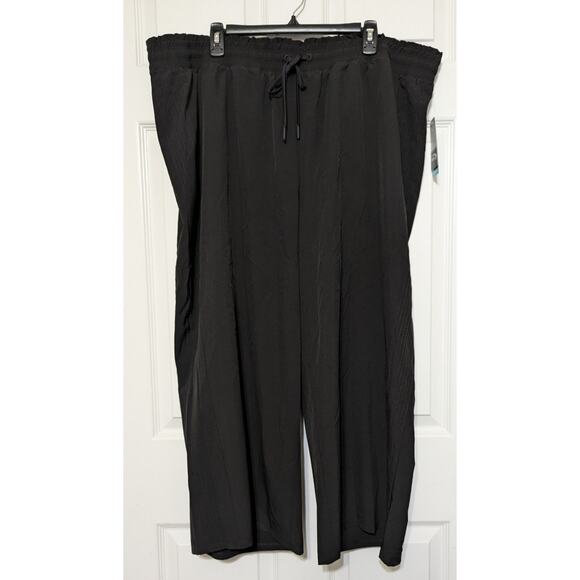 MTA Sport Crop Pants Womens Plus SZ 3X Black Drawstring Elastic Waist Wide Leg - Picture 10 of 15